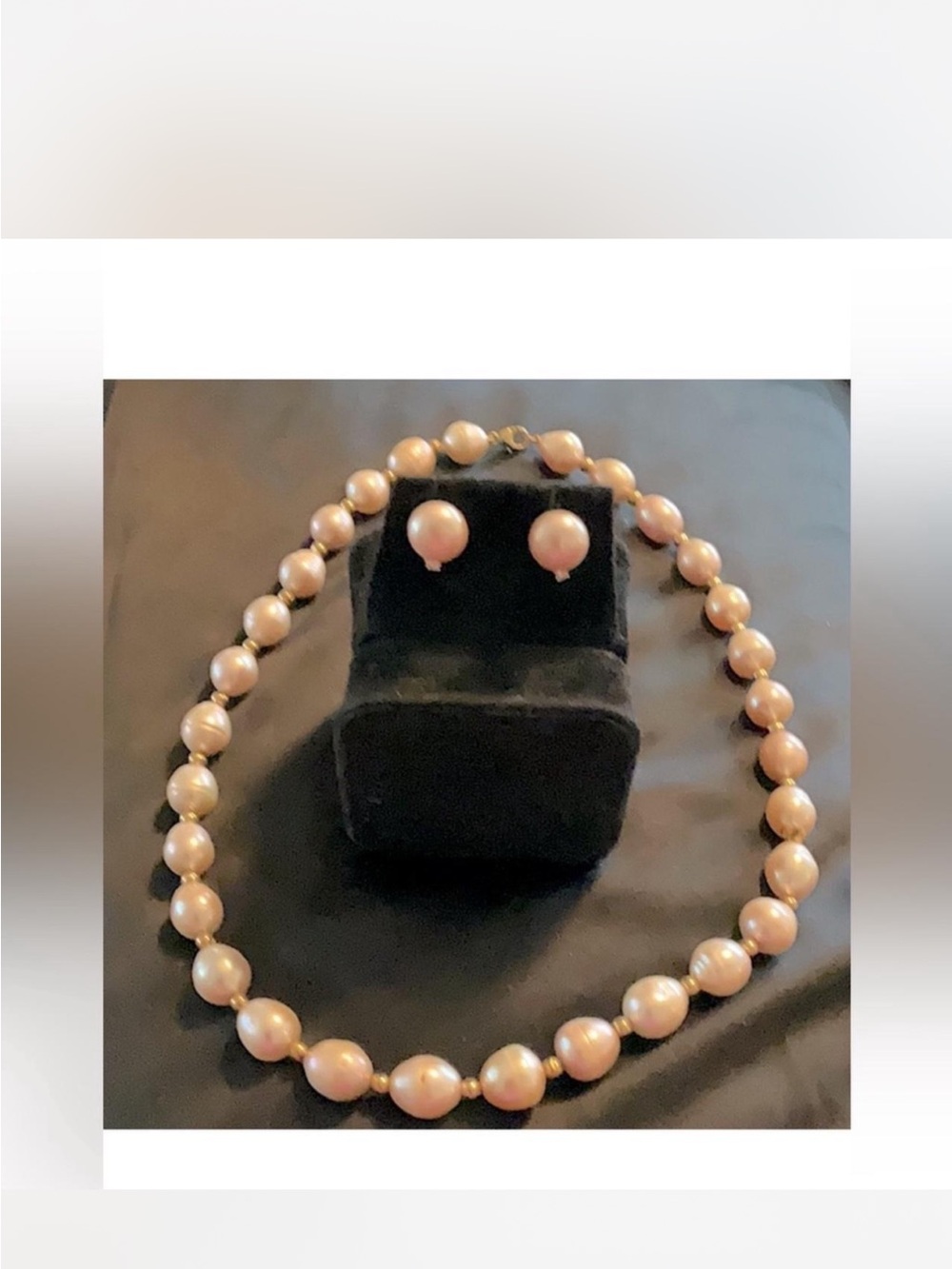 Pink genuine south sea 10mm Pearl Necklace and Stud Earrings Set